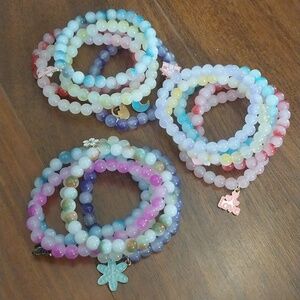 Tresor Colorful Beaded Charm Bracelets Set With Charms
